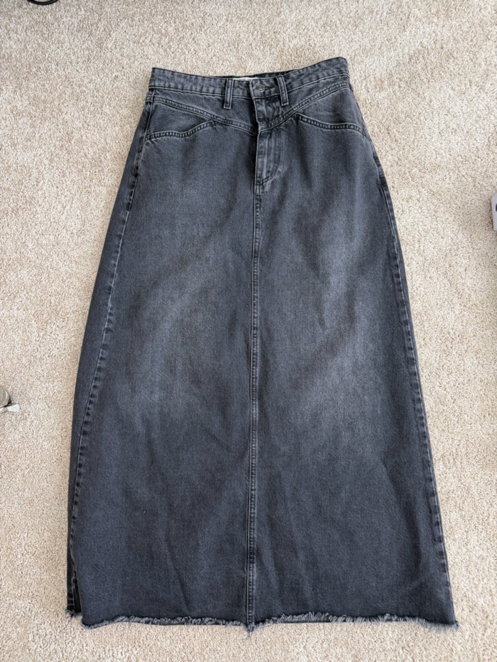 We The Free Washed Black Denim Skirt
